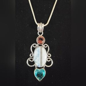 Handmade 925 Sterling Silver Owyhee Blue Opal Gemstone Pendant &…